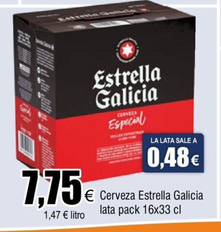 Froiz Cerveza Estrella Galicia lata pack 16x33 cl oferta