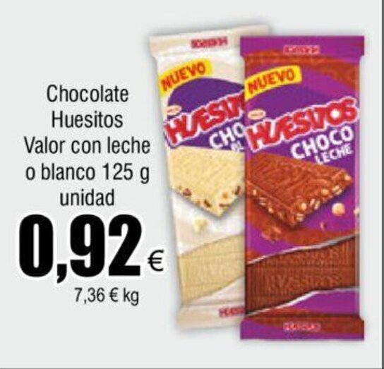 Froiz Chocolate Huesitos Valor con leche o blanco 125 g unidad oferta
