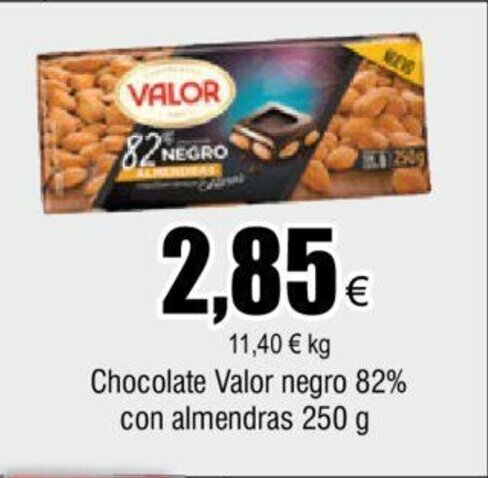 Froiz Chocolate Valor negro 82% con almendras 250 g oferta