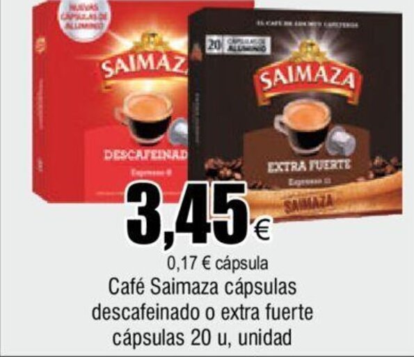 Froiz Café Saimaza cápsulas descafeinado o extra fuerte cápsulas 20 u, unidad oferta