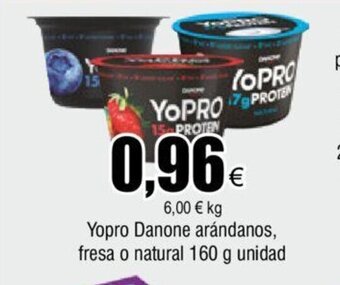 FROIZ Yopro Danone arándanos, fresa o natural 160 g unidad oferta