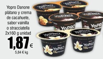 FROIZ Yopro Danone plátano y crema de cacahuete, sabor vainilla o stracciatella 2x160 g unidad oferta