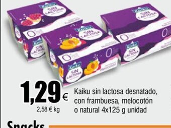 FROIZ Kaiku sin lactosa desnatado, con frambuesa, melocotón o natural 4x125 g unidad oferta