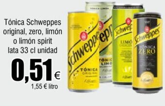 FROIZ Tónica Schweppes original, zero, limón o limón spirit lata 33 cl unidad oferta