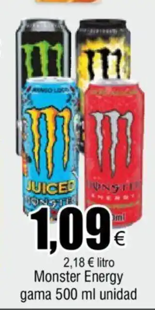 FROIZ 2,18 € litro Monster Energy gama 500 ml unidad oferta