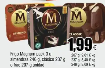 FROIZ Frigo Magnum pack 3 u almendras 246 g, clásico 237 g 237 g o frac 207 g unidad oferta