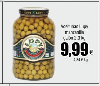 FROIZ Aceitunas Lupy manzanilla galón 2,3 kg oferta