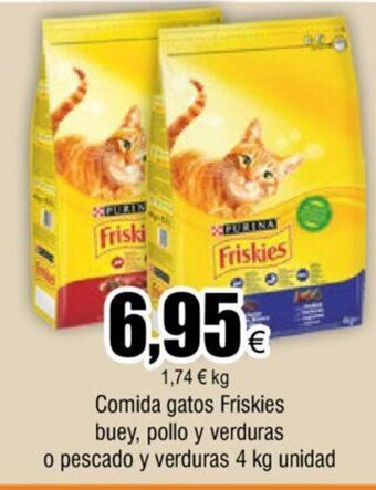 FROIZ Comida gatos Friskies buey, pollo y verduras o pescado y verduras 4 kg unidad oferta