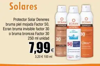 FROIZ Solares Protector Solar Denenes bruma piel mojada Factor 50, Ecran bruma invisible factor 30 o bruma broncea Factor 30 250 ml oferta
