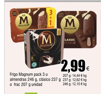 FROIZ Frigo Magnum pack 3 u almendras 246 g, clásico 237 g o frac 207 g unidad oferta