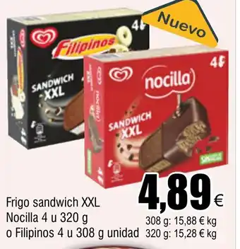FROIZ Frigo sandwich XXL Nocilla 4 u 320 g o Filipinos 4 u 308 g unidad oferta