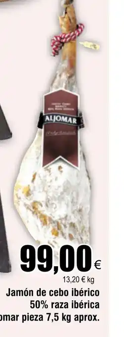 FROIZ Jamón de cebo ibérico 50% raza ibérica Aljomar pieza 7,5 kg aprox. oferta