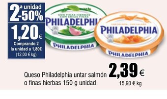FROIZ Queso Philadelphia untar salmón o finas hierbas 150 g unidad oferta