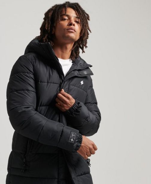Superdry Abrigo largo con capucha y logotipo oferta