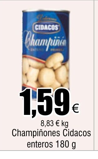 FROIZ Champiñones Cidacos enteros 180 g oferta