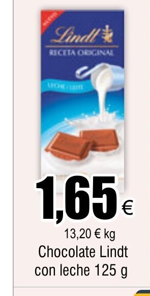Froiz Chocolate Lindt con leche 125 g oferta