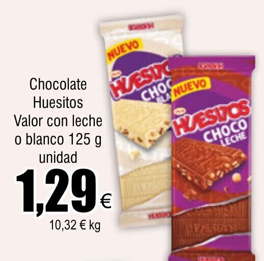 Froiz Chocolate Huesitos Valor con leche o blanco 125 g unidad oferta