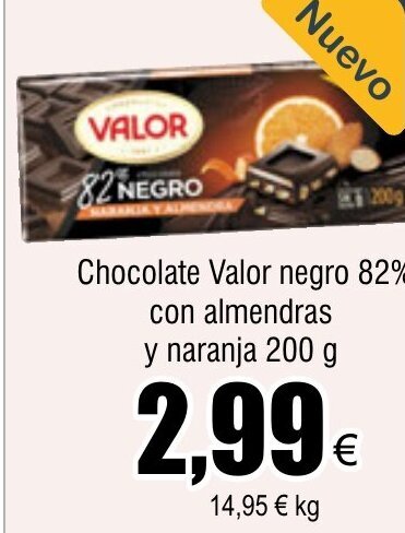 Froiz Chocolate Valor negro 82% con almendras y naranja 200 g oferta