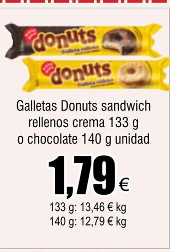 FROIZ Galletas Donuts sandwich rellenos crema 133 g o chocolate 140 g unidad oferta