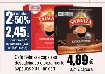FROIZ Café Saimaza cápsulas descafeinado o extra fuerte cápsulas 20 u, unidad oferta