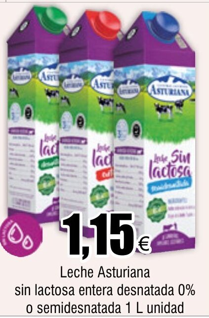 Froiz Leche Asturiana sin lactosa entera desnatada 0% o semidesnatada 1 L unidad oferta
