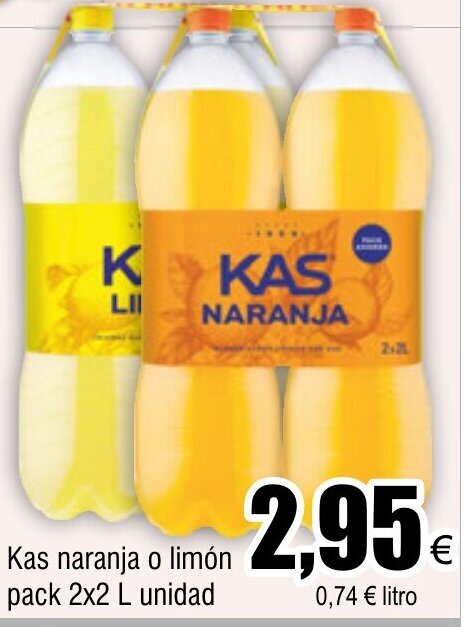 Froiz Kas naranja o limón pack 2x2 L unidad oferta