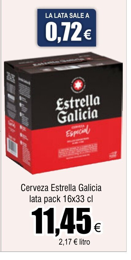 Froiz Cerveza Estrella Galicia lata pack 16x33 cl oferta