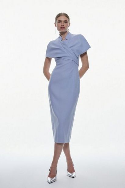 Karen Millen Structured crepe cape detail midi dress oferta