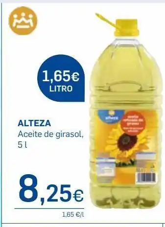 Supermercados Plaza Aceite de girasol alteza oferta