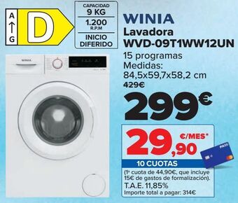 Carrefour Winia lavadora wvd-09t1ww12un oferta