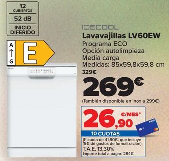 Carrefour Icecool lavavajillas lv60ew oferta