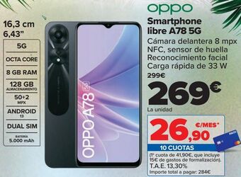 Carrefour Oppo smartphone libre a78 5g oferta
