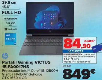Carrefour Hp portátil gaming victus 15-fa0017ns oferta
