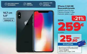 Carrefour Iphone x 64 gb reacondicionado oferta
