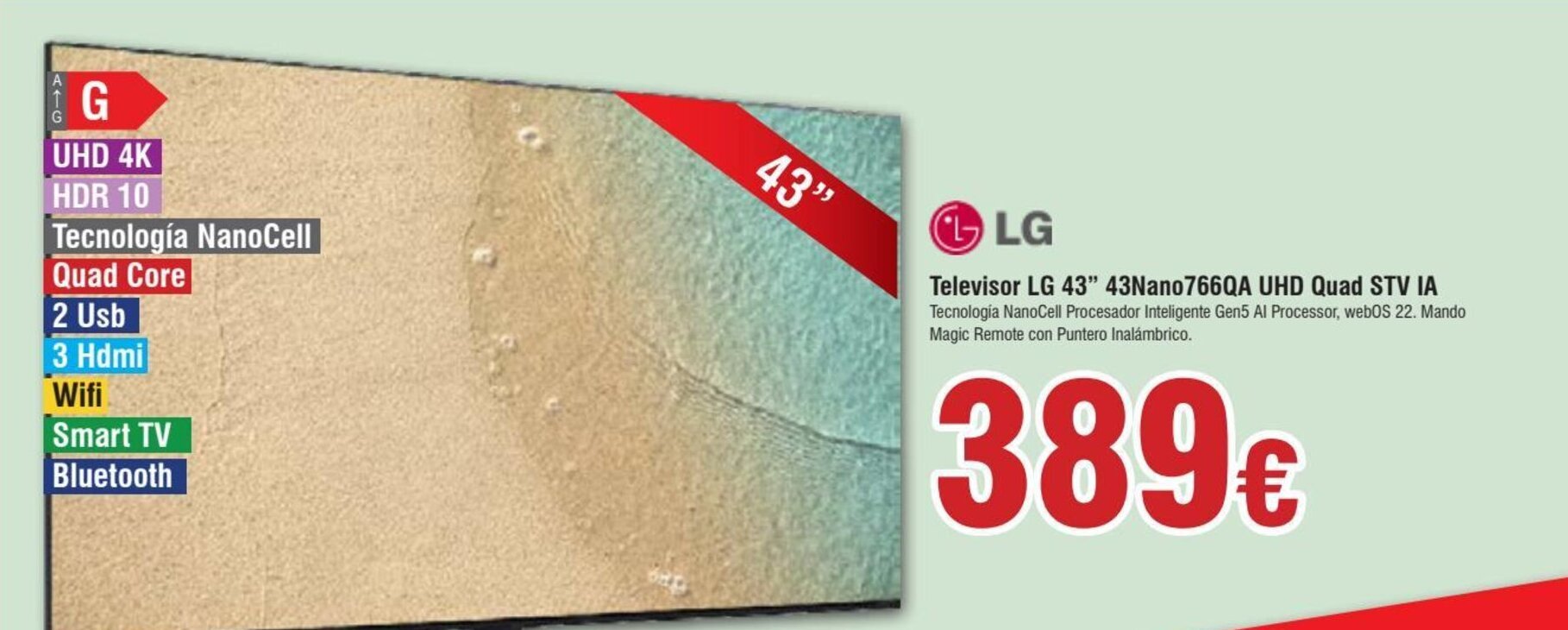 Froiz Televisor LG 43" 43Nano766QA UHD Quad STV IA oferta