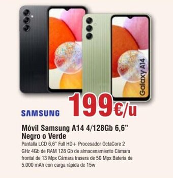 FROIZ Móvil Samsung A14 4/128Gb 6,6" Negro o Verde oferta