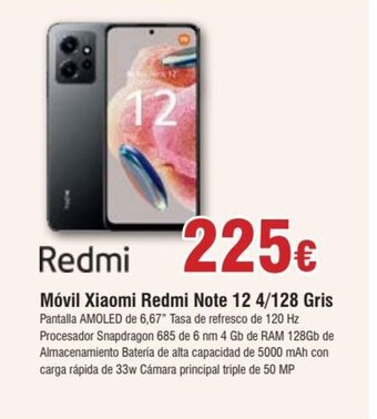 FROIZ Móvil Xiaomi Redmi Note 12 4/128 Gris oferta