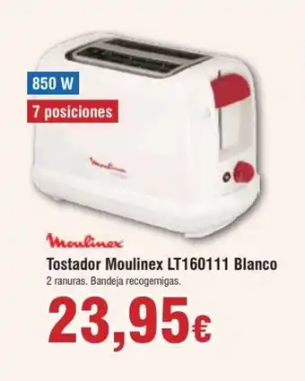 FROIZ Tostador Moulinex LT160111 Blanco 2 ranuras. Bandeja recogemigas. oferta