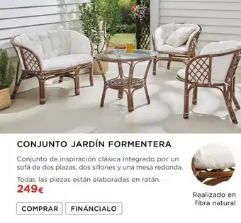La tienda en casa Conjunto jardín formentera conjunto de inspiración clásica integrado por un sofá de dos plazas, dos sillones y una mesa redo oferta