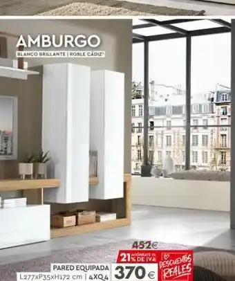 Mondo Convenienza Amburgo blanco brillante roble cádiz pared equipada l277xp35xh172 cm | 4xq4 452€ ahorrate el 21% de iva descuentos 370€ oferta
