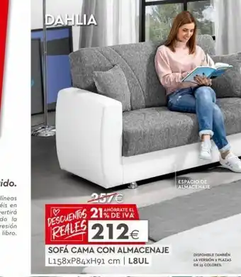 Mondo Convenienza Dahlia ahorrate el descuentos 2% de iva reales 212€ sofá cama con almacenaje l158xp84xh91 cm | l8ul 257€ cast espacio d oferta