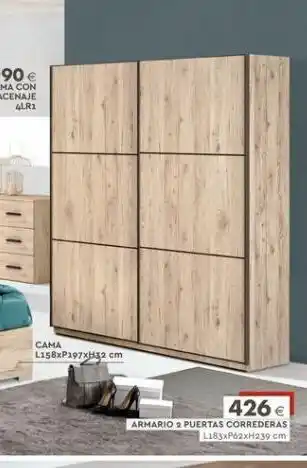 Mondo Convenienza Cama l158xp197xh32 cm 426 € armario 2 puertas correderas l183xp62xh239 cm oferta