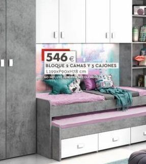 Mondo Convenienza 546 € bloque 2 camas y 3 cajones l199xp90xh78 cm no incluye colchone oferta