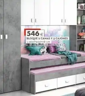 Mondo Convenienza 546 € bloque 2 camas y 3 cajones l199xp90xh78 cm no incluye colchone oferta