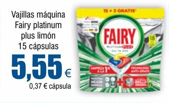 FROIZ Vajillas máquina Fairy platinum plus limón 15 cápsulas oferta