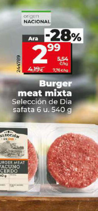 Dia Burger meat mixta oferta