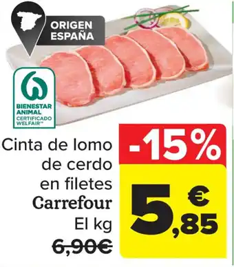 Carrefour Cinta de lomo de cerdo en filetes Carrefour oferta