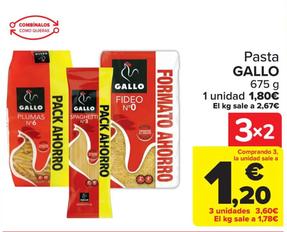 Carrefour Pasta GALLO 675 g oferta