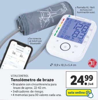Lidl Tensiómetro de brazo oferta