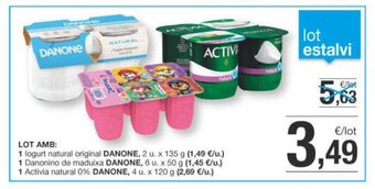 BonpreuEsclat LOT AMB: 1 logurt natural original DANONE, 2 u. x 135 g (1,49 €/u.) oferta